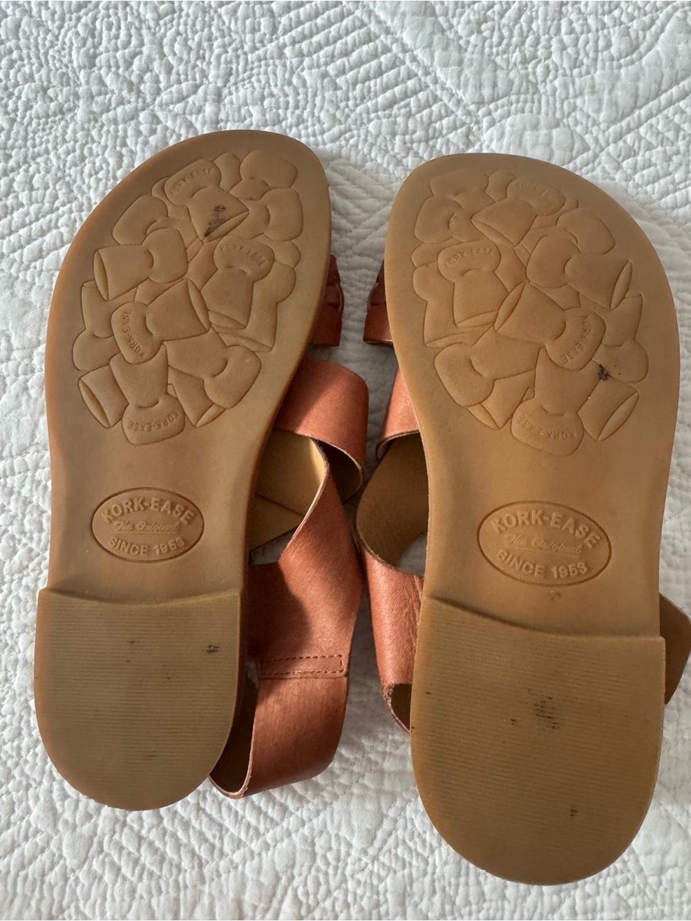 Kork-Ease Women's Burnt Orange Woven Leather Crisscross Sandals - Picture 12 of 13